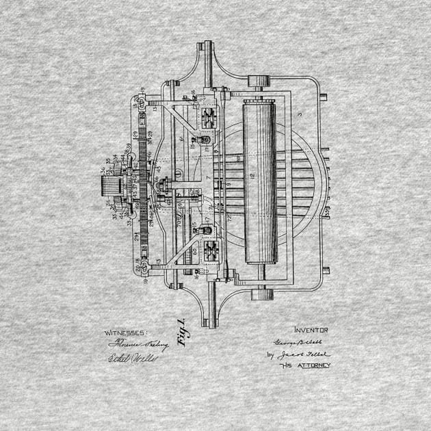 Typewriter Vintage Patent Hand Drawing by TheYoungDesigns